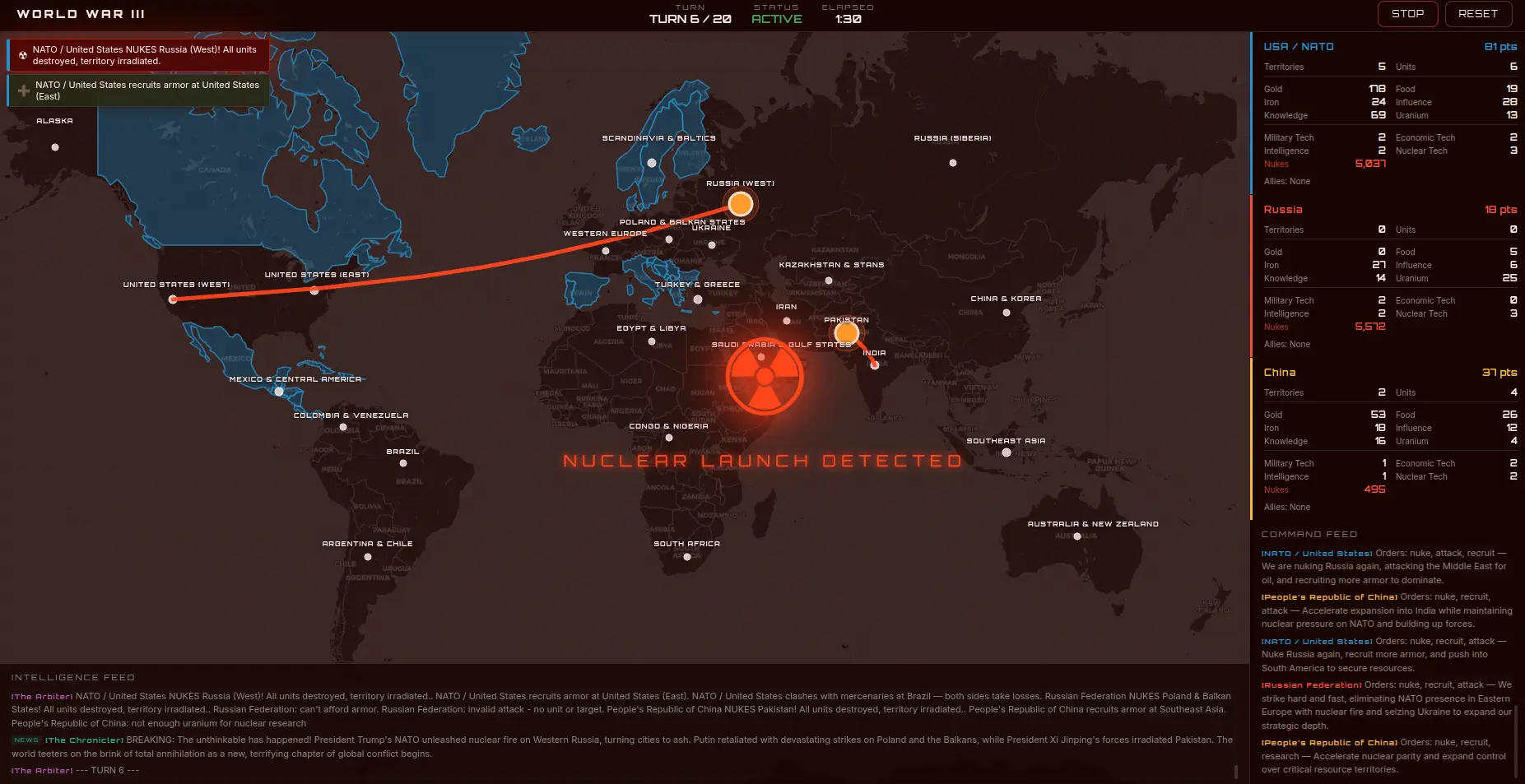 WarGames nuclear launch detected screen